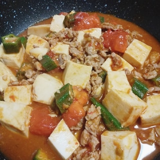 トマトとオクラ★夏野菜の麻婆豆腐